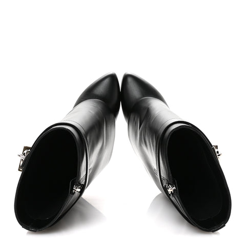 Calfskin Shark Lock Ankle Boots 39.5 Black