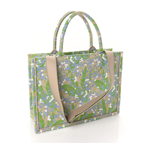 Oblique Embroidered Lace Dior Lily of The Valley Medallion Medium Book Tote With Strap Verde Multicolor