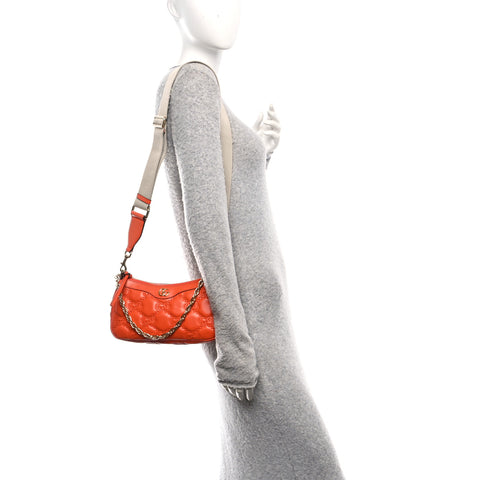 Calfskin GG Matelasse Chain Handbag Deep Orange Natural