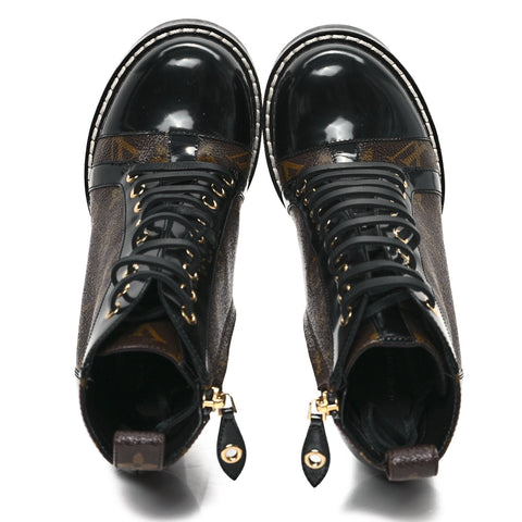 Patent Calfskin Monogram Star Trail Ankle Boots 37 Black