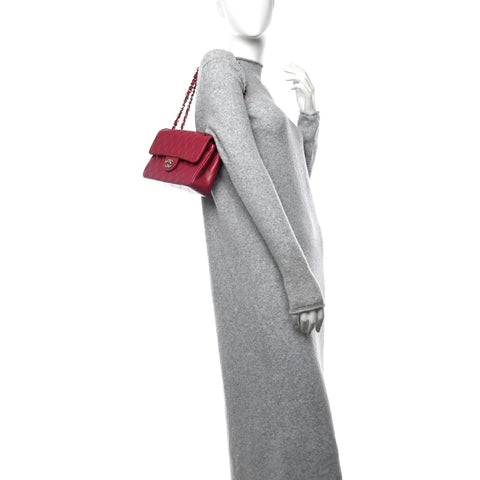 Caviar Quilted Small Double Flap Fuchsia