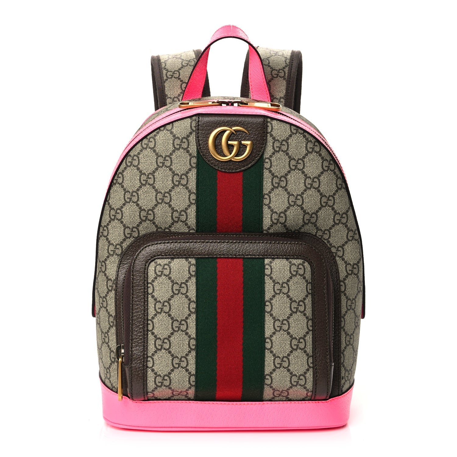 Gucci GG Supreme Monogram Textured Dollar Calfskin Web Small Ophidia Day Backpack Beige Ebony Fluorescent Fuchsia 1931367 – FASHIONPHILE