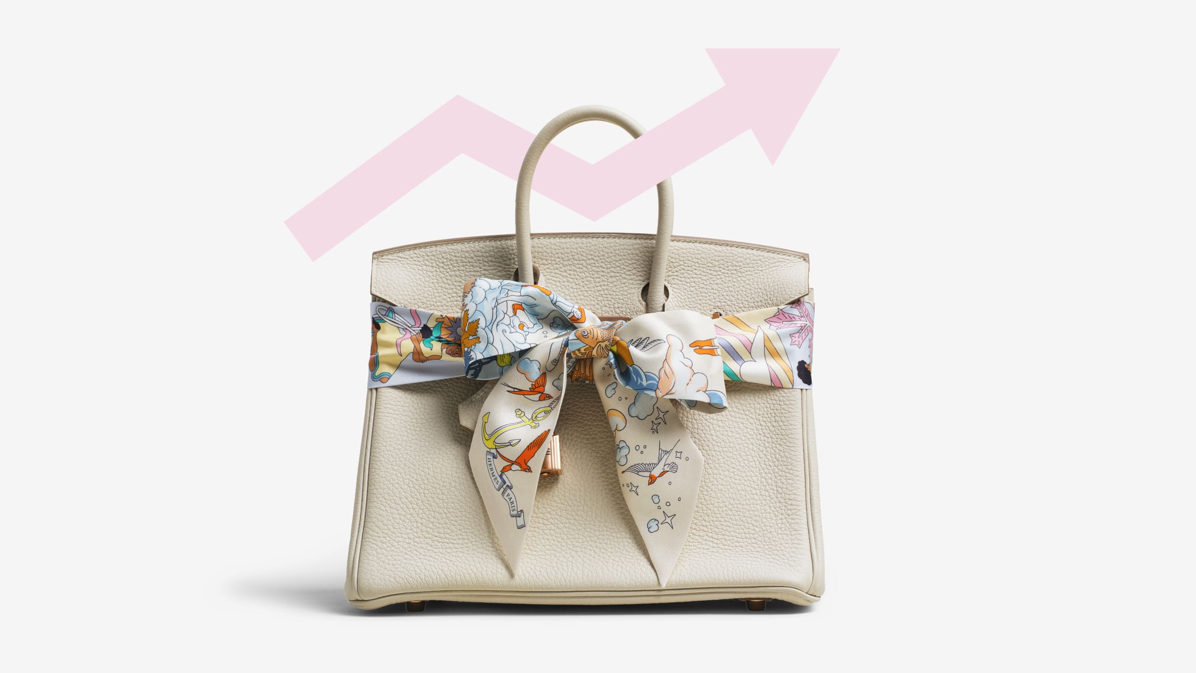 Hermes Twilly wrapped around a Birkin with an arrow going through.
