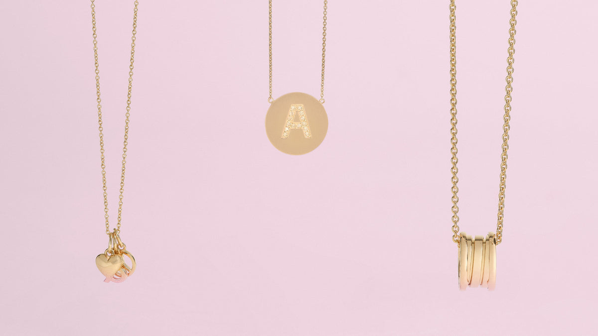 Tiffany, Jennifer Meyer, and Bulgari gold pendants
