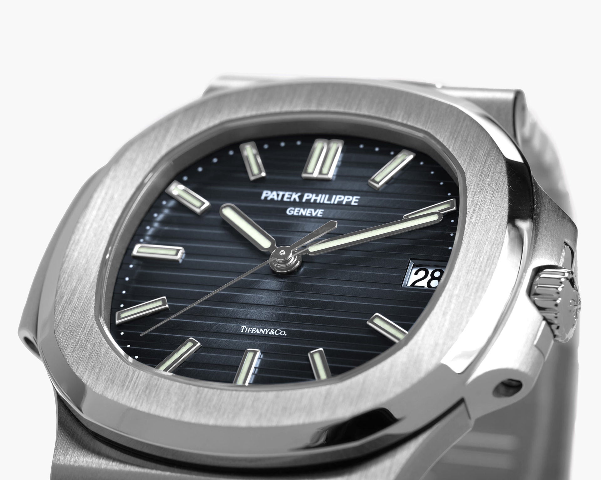 Patek 5711 Tiffany Dial blue face close up studio image