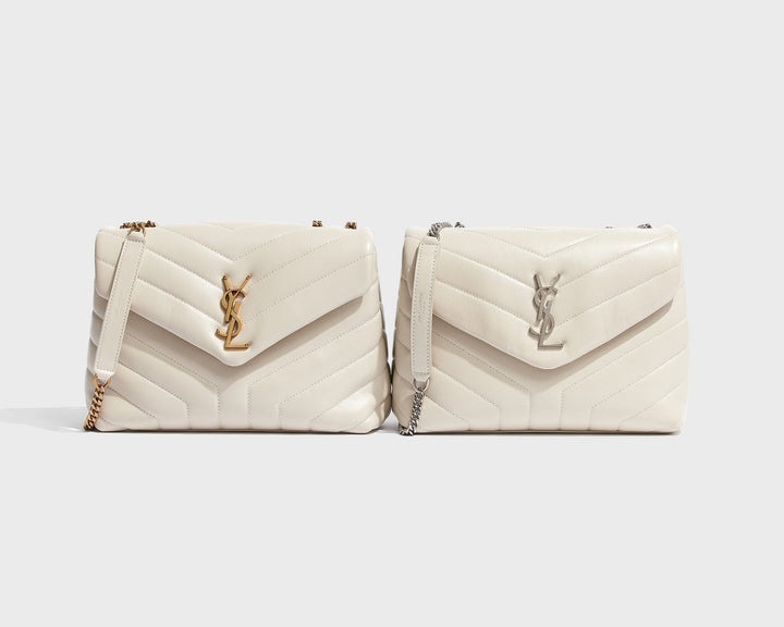 product image of real and fake saint laurent loulou satchel bag side by side FASHIONPHILE