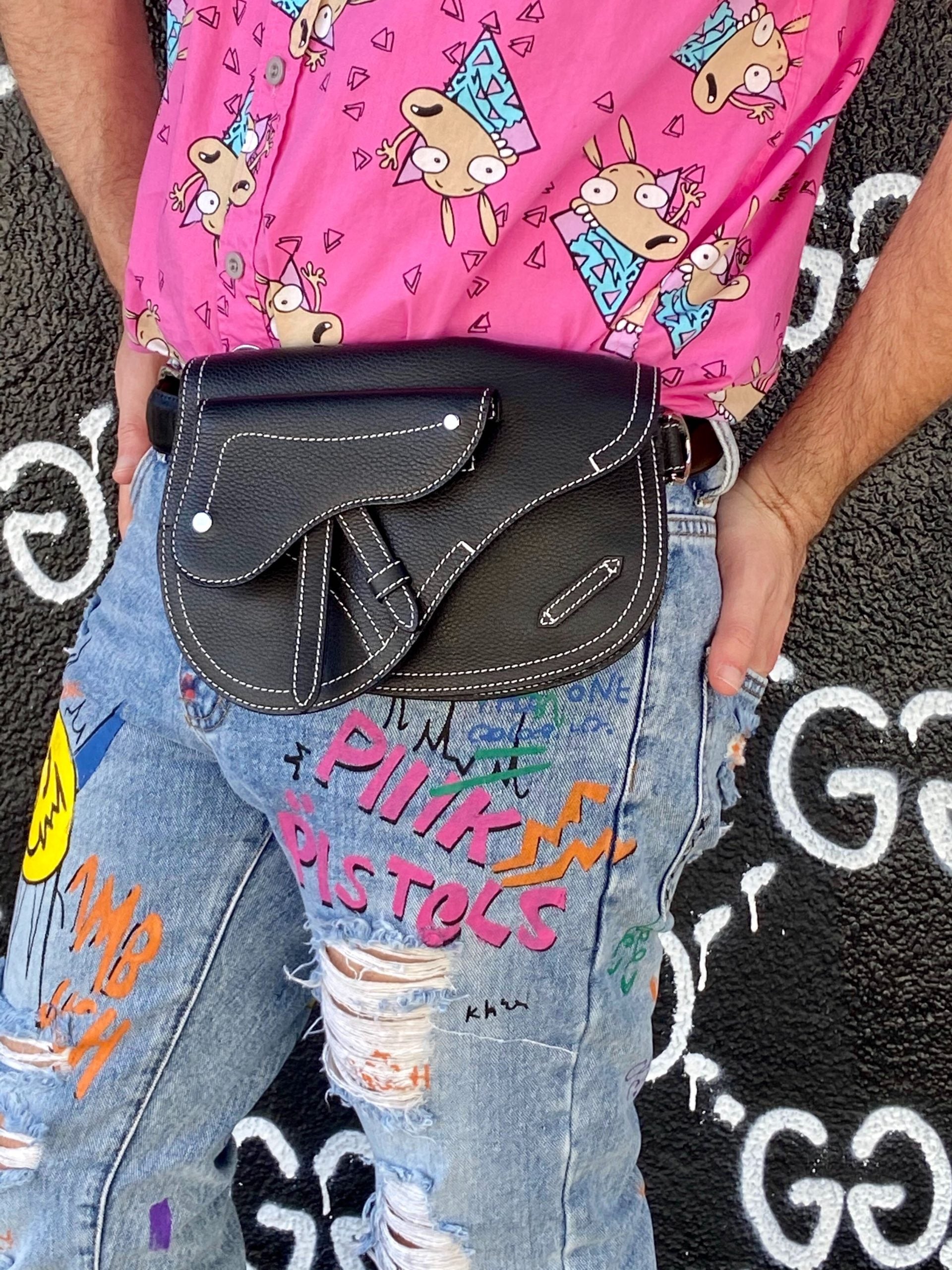 influencer wearing christian dior saddle belt bag FASHIONPHILE