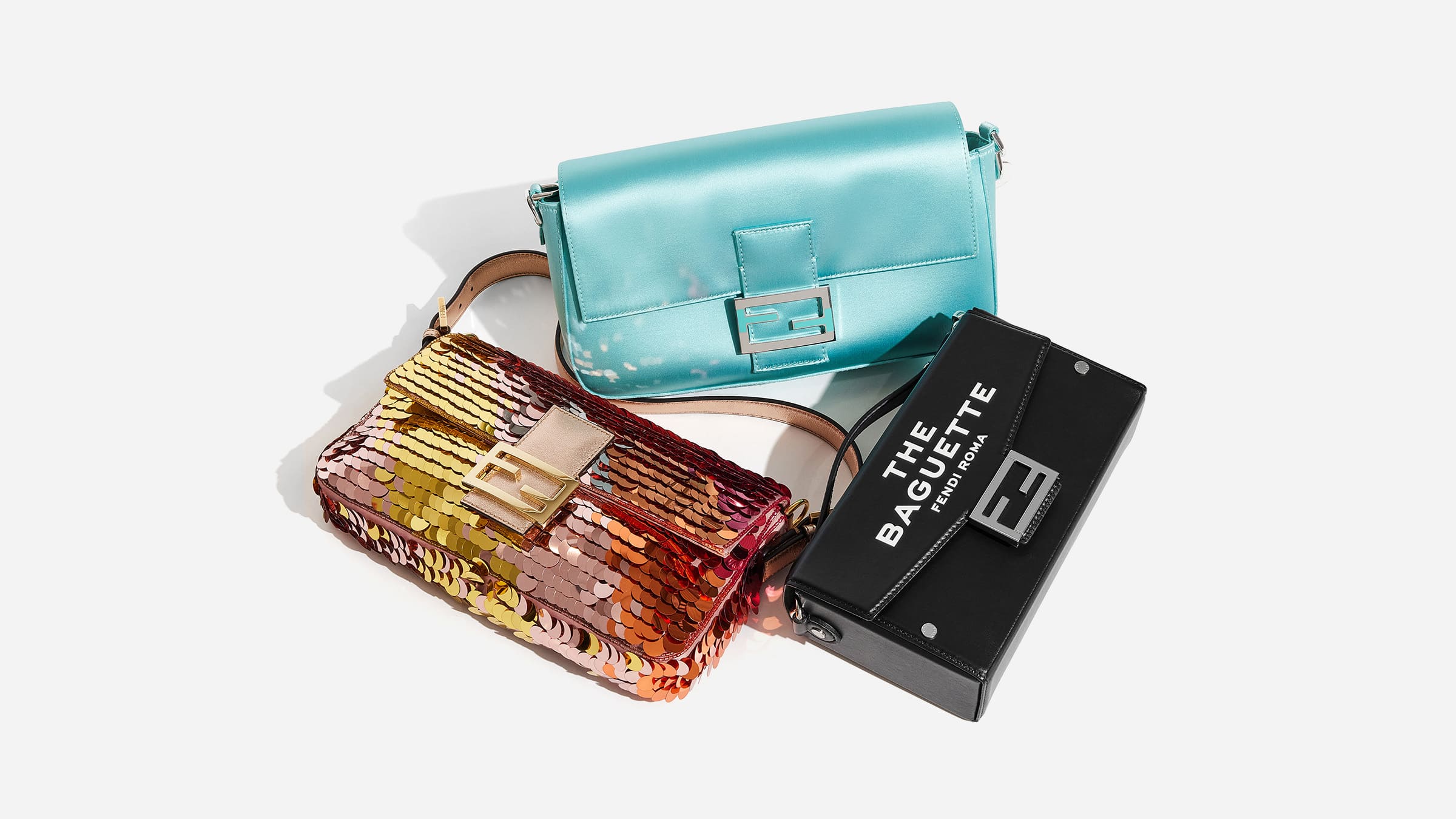 group of limited edition fendi baguette bags by FASHIONPHILE