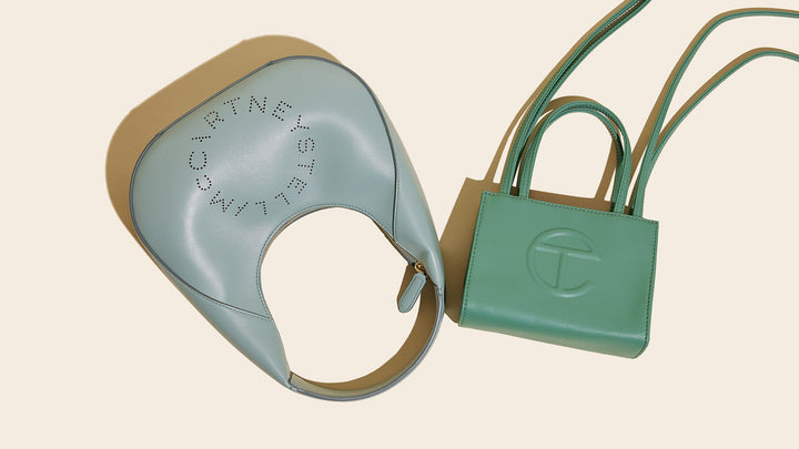 Studio image of stella mccartney bag and telfar shopping tote FASHIONPHILE