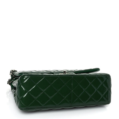Chanel Patent Quilted Jumbo Double Flap Green 3 of 9