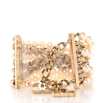 Chanel Lambskin Pearl Multistrand Bracelet White Beige 3 of 4