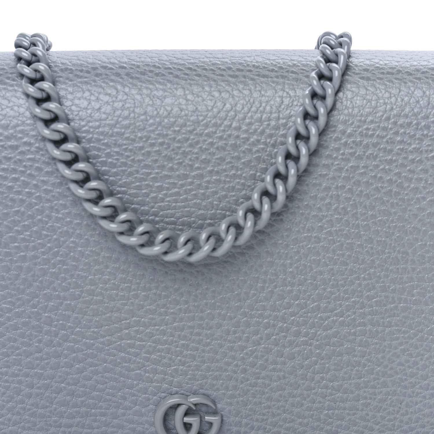 Gucci GUCCI Dollar Calfskin Enamel Monochrome Mini GG Marmont Chain Wallet Deep Grey Deep Grey 6 of 7