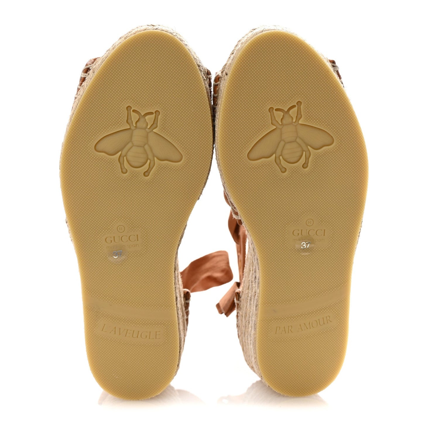 Canvas Damita GG Eyelet Espadrille Wedge Sandals 37 Blondie Cognac