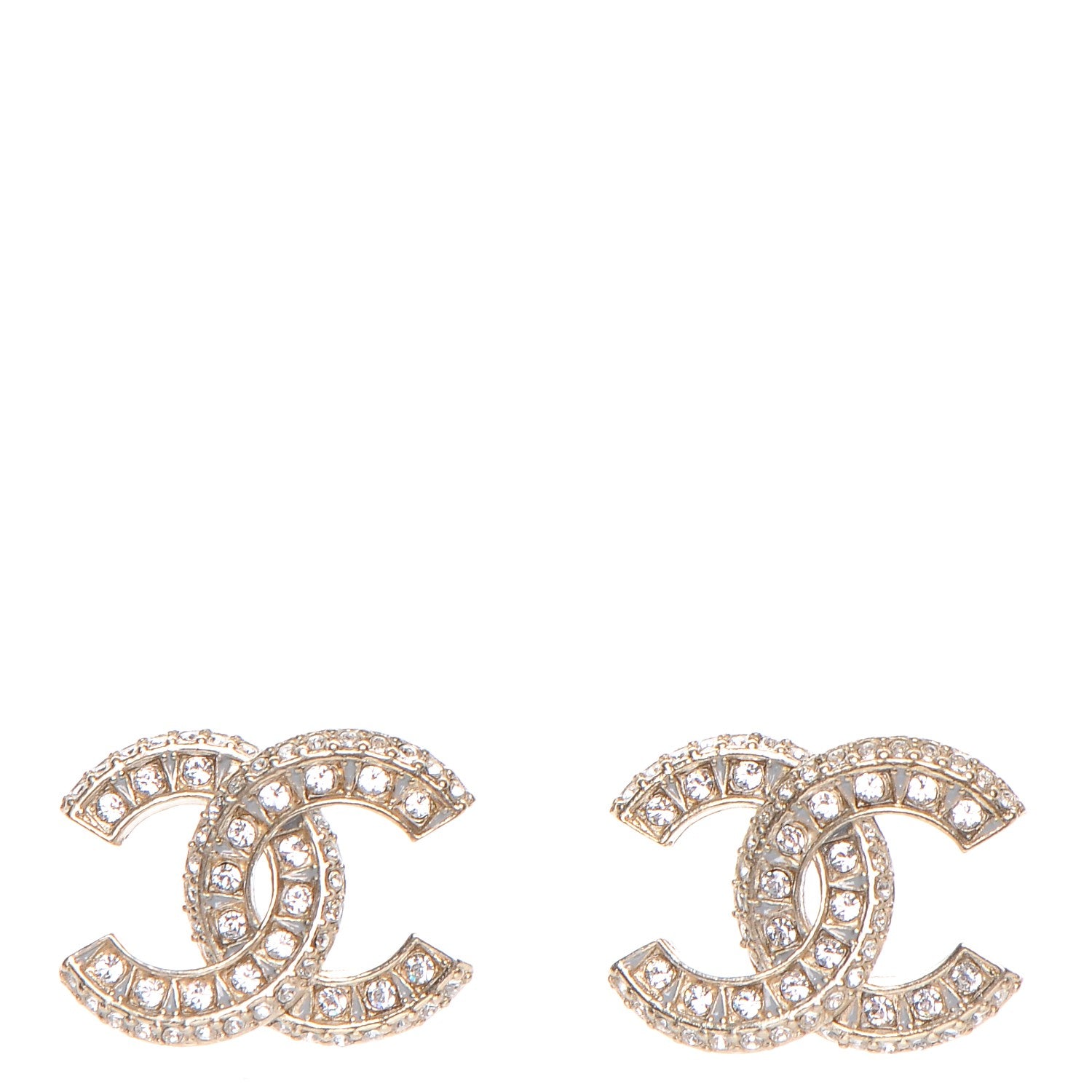 Chanel Crystal CC Earrings Gold 1 of 6