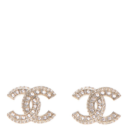 Chanel Crystal CC Earrings Gold 1 of 6