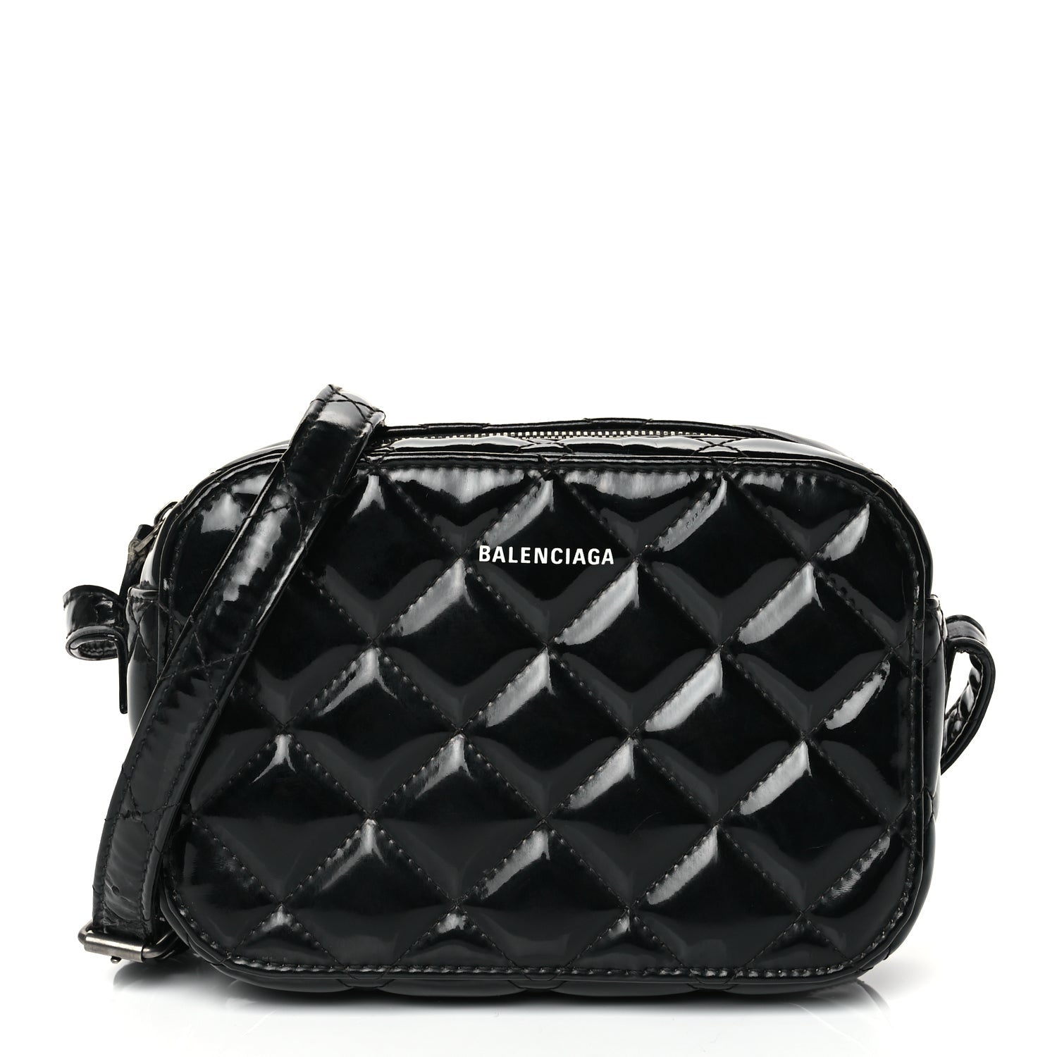 Balenciaga Patent Quilted XS Ville Camera Bag Black 1 of 9