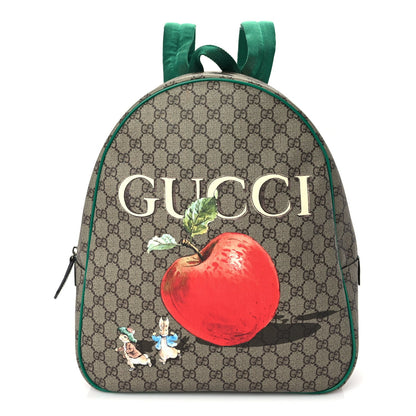Gucci X Peter Rabbit GG Supreme Monogram Baseballs Web Childrens Backpack Green 1 of 8