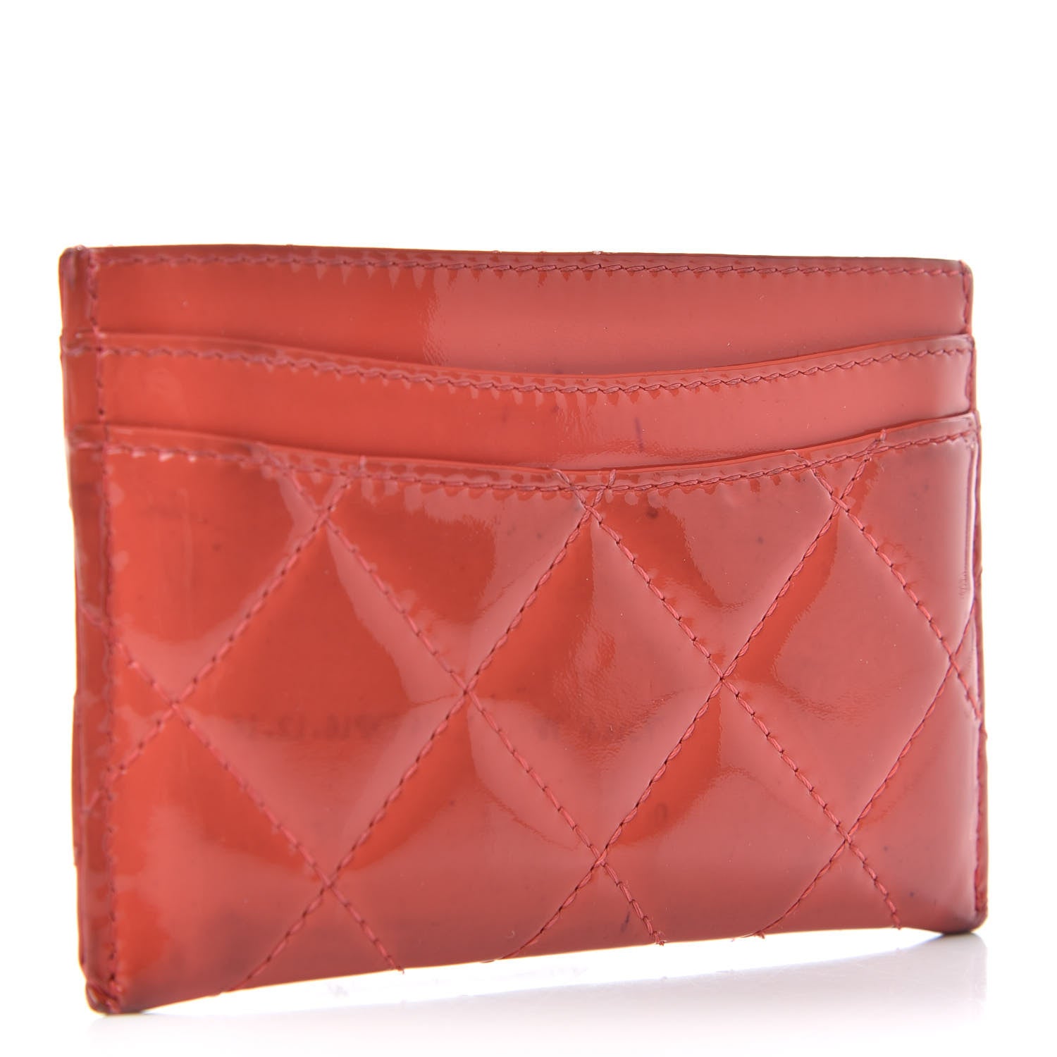 Chanel Patent Calfskin Quilted Card Holder Coral 3 of 8