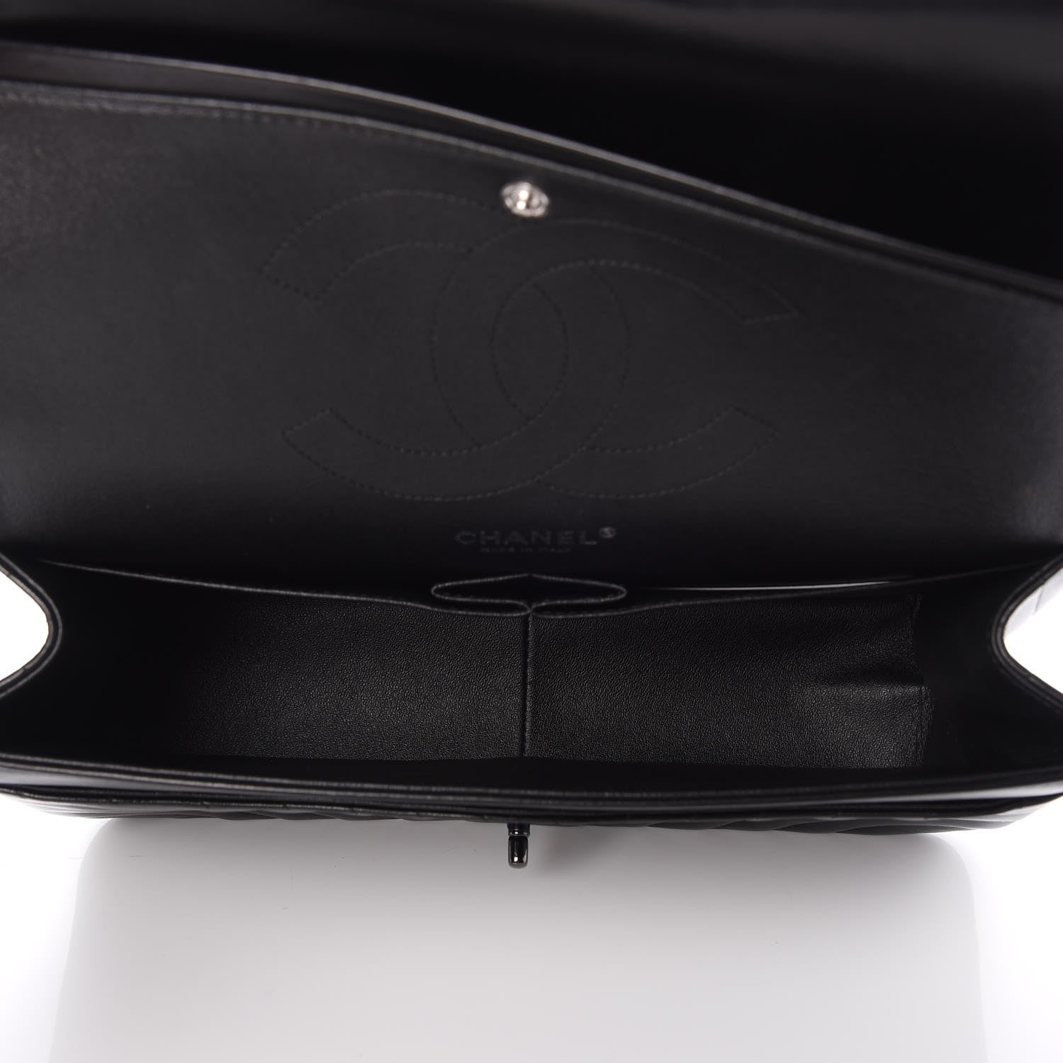 Chanel Lambskin Chevron Quilted Jumbo Double Flap So Black 6 of 9