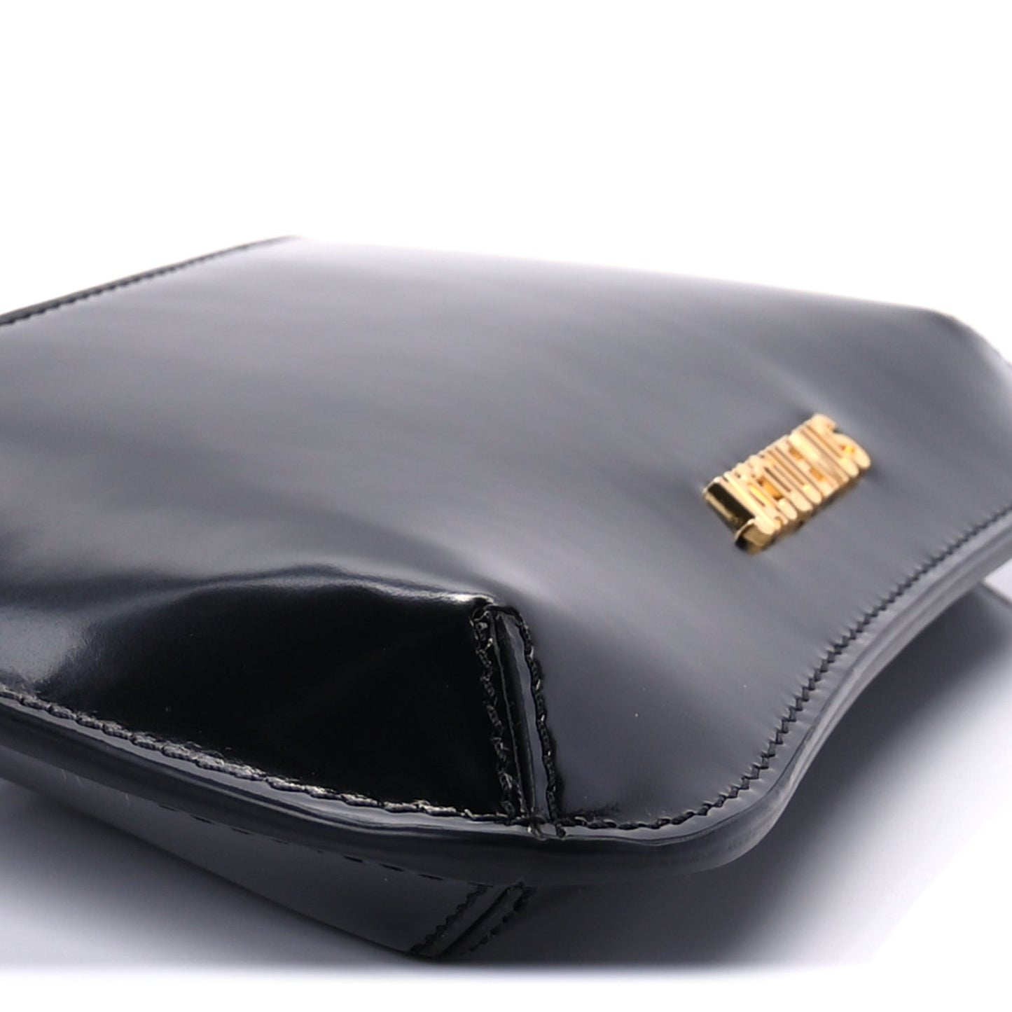 Glazed Calfskin The Small Bisou Chaine Shoulder Bag Black