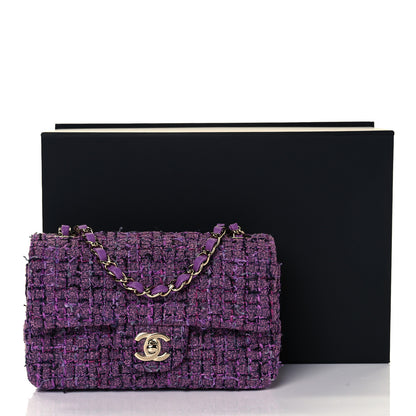 Chanel Tweed Quilted Mini Rectangular Flap Light Purple Pink Navy 35 of 36