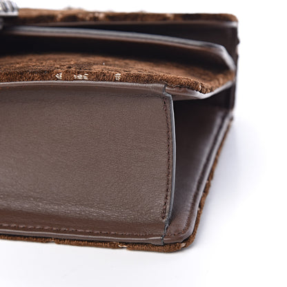 Gucci Velvet Moon Calfskin Crystal GG Monogram Small Dionysus Shoulder Bag Brown Vintage Cocoa Black Diamond 6 of 10