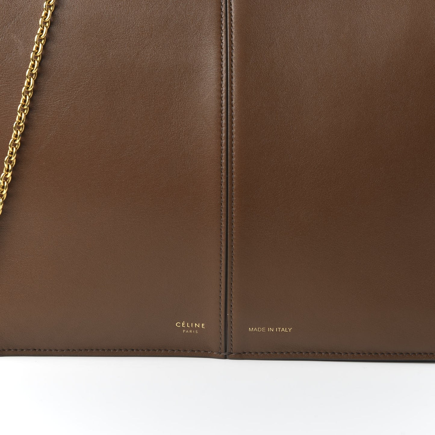 Natural Calfskin Tri-Fold Clutch on Chain Havana
