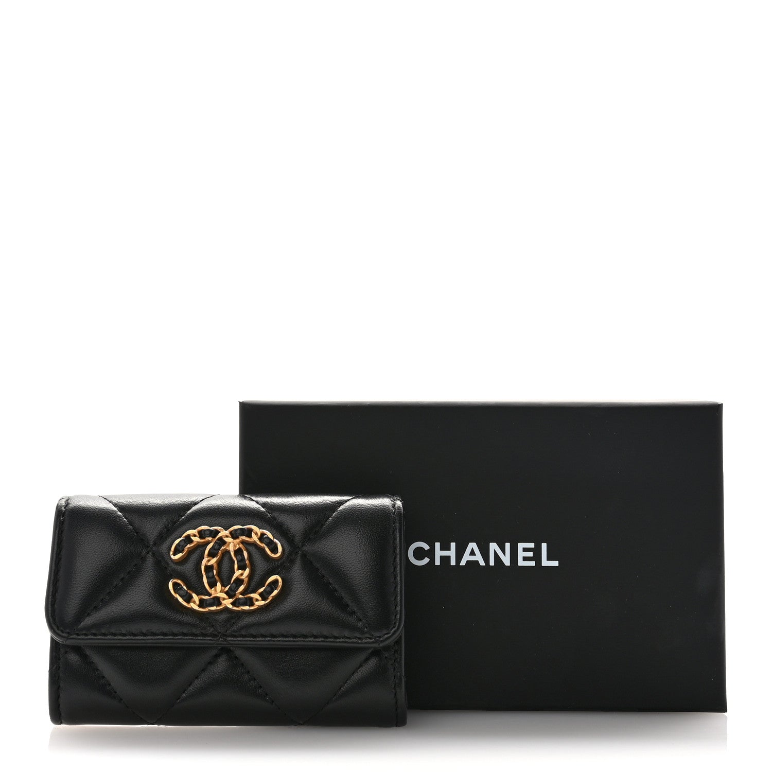 Chanel Lambskin Quilted Chanel 19 Flap Card Holder Black 10 of 10