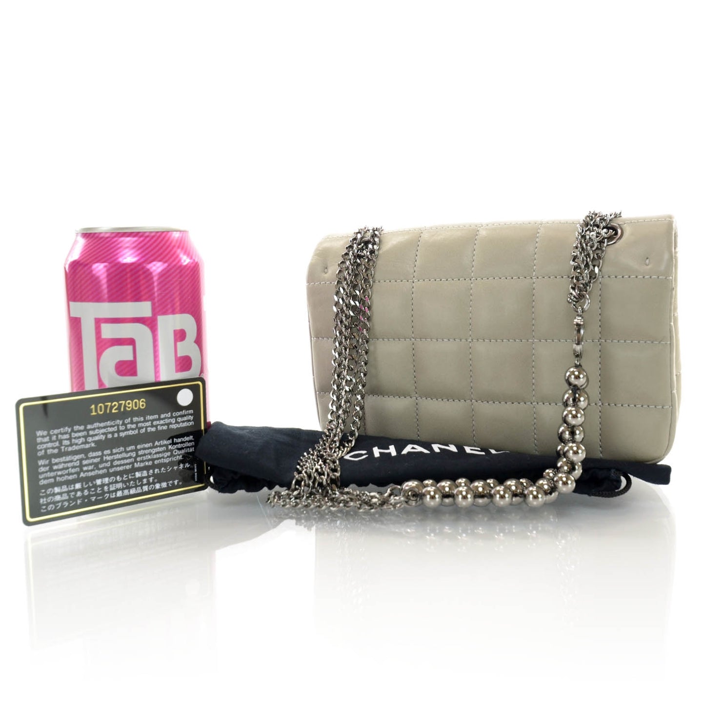 Lambskin Square Quilted Mini Flap Grey