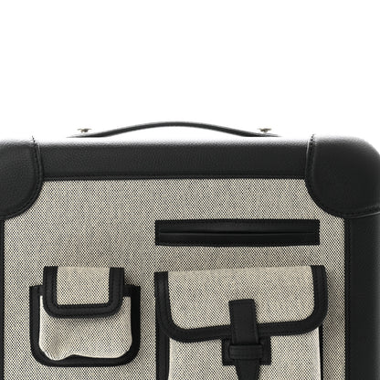 Hermes H Viking Canvas Taurillon Regate Cargo Rolling Trolley Luggage Ecru Black 6 of 9