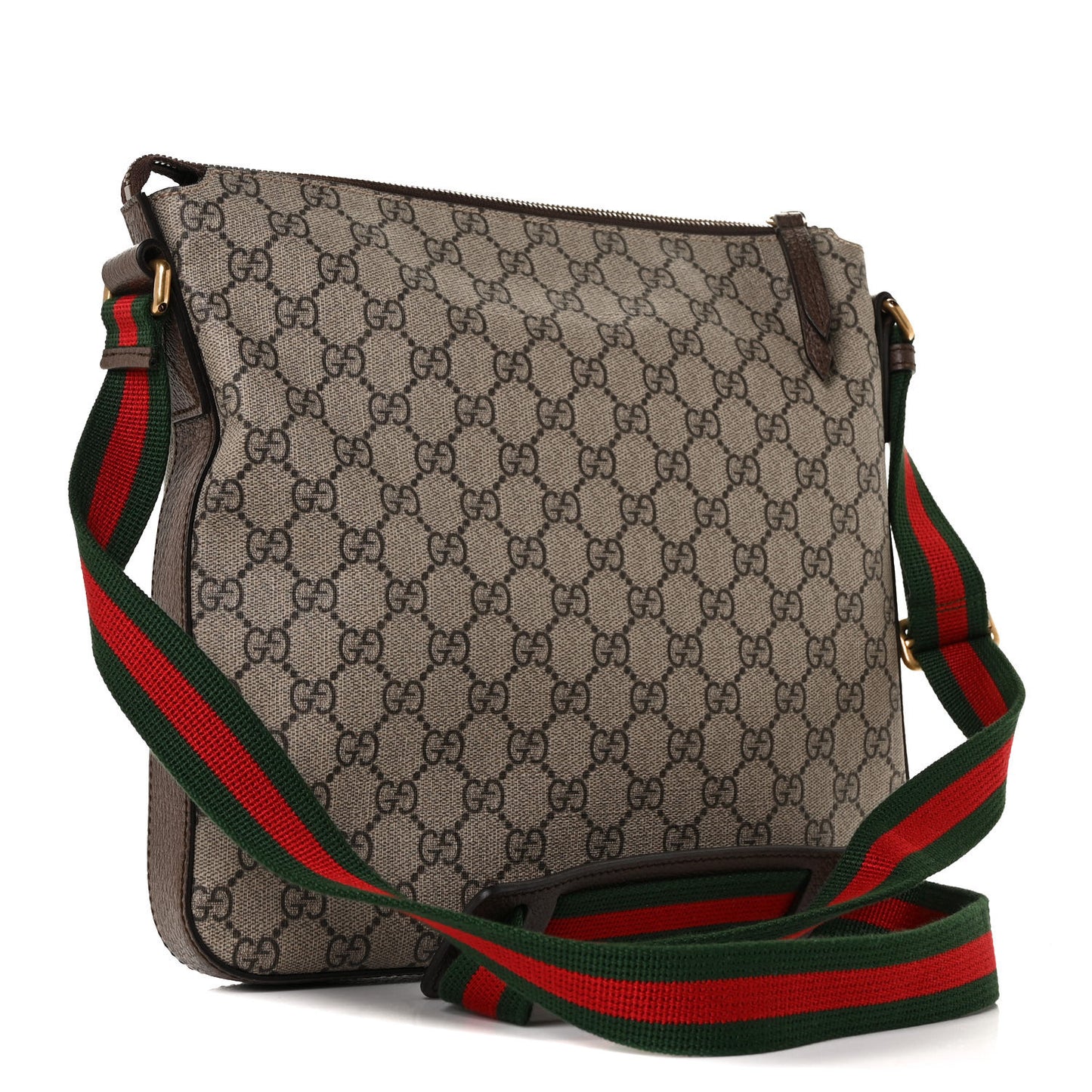 Soft GG Supreme Monogram Courrier Web Medium Flat Messenger Bag Beige New Acero Multicolor