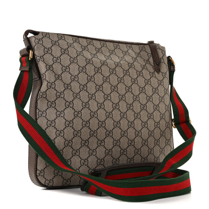 Gucci Soft GG Supreme Monogram Courrier Web Medium Flat Messenger Bag Beige New Acero Multicolor 3 of 9