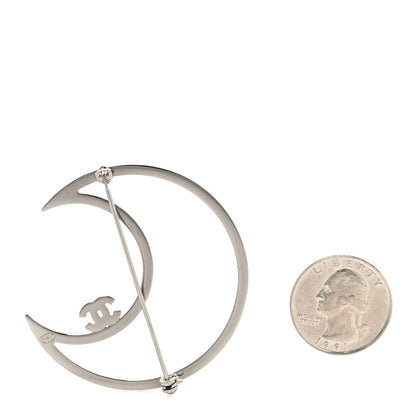 Chanel Crystal CC Moon Brooch Silver 2 of 3