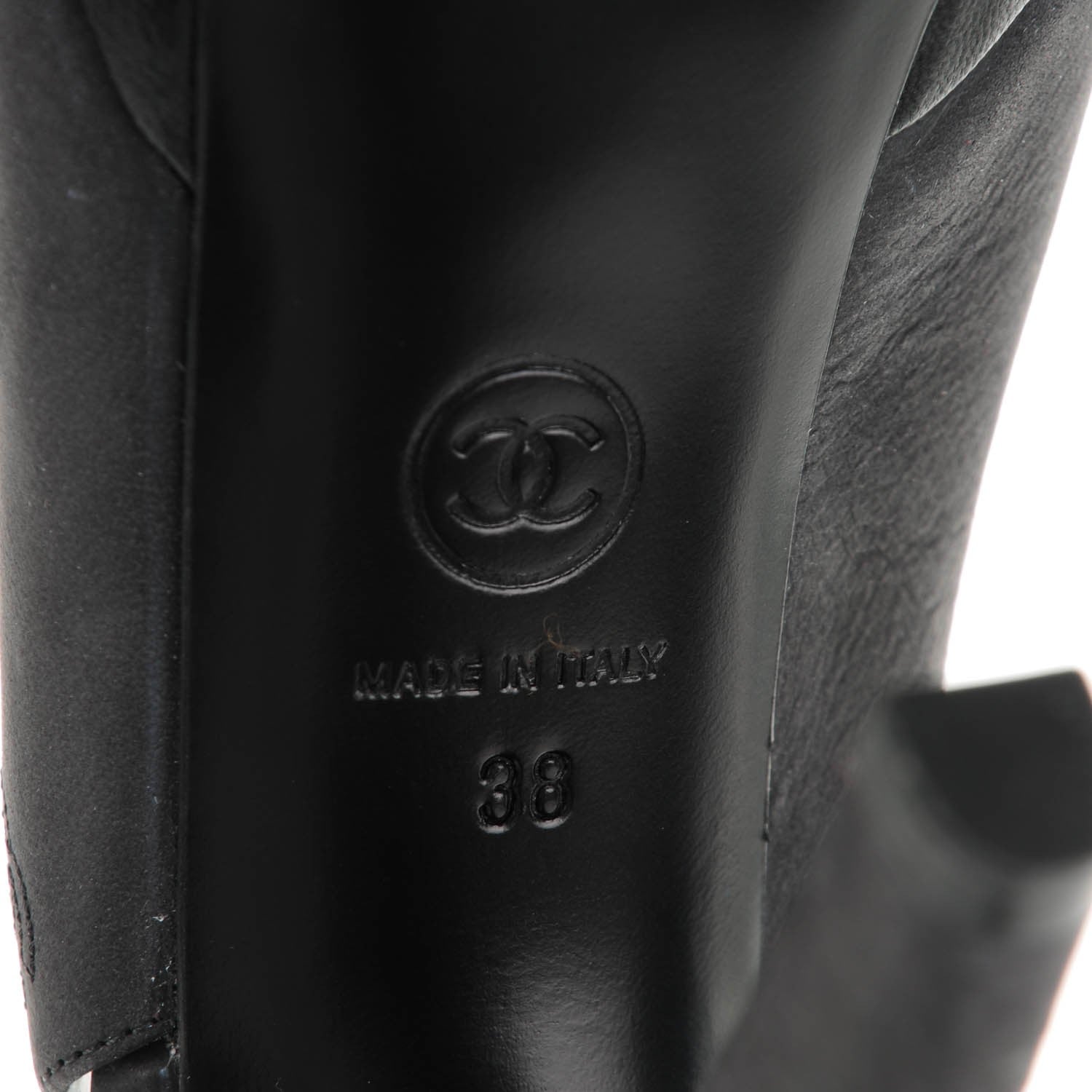 Chanel Suede Chain Peep Toe Slingback Pumps 38 Black 6 of 7