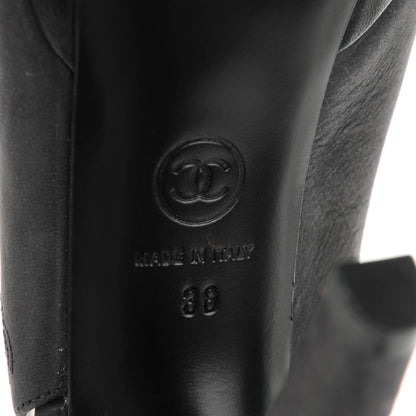 Chanel Suede Chain Peep Toe Slingback Pumps 38 Black 6 of 7