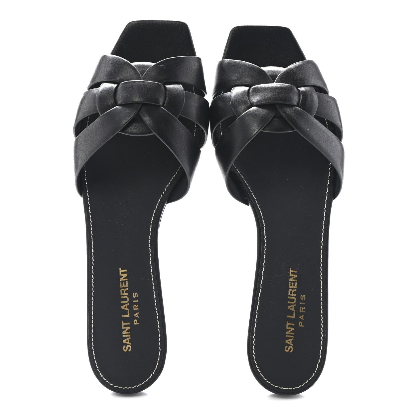 Calfskin Tribute 05 Slide Sandals 38.5 Black