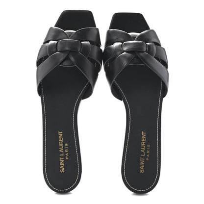Saint Laurent Calfskin Tribute 05 Slide Sandals 38.5 Black 2 of 7