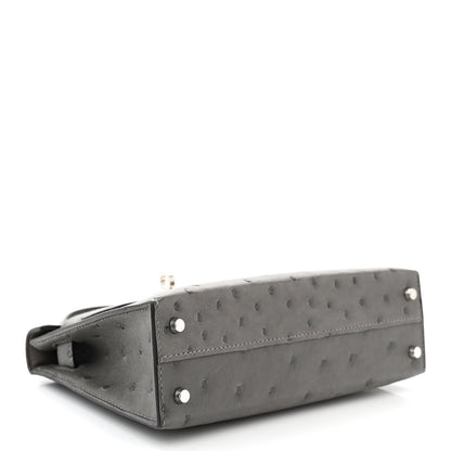 Hermes Ostrich Kelly Sellier Mini 20 Gris Meyer 3 of 10