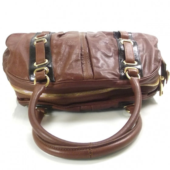 Marc Jacobs Leather Striping Bowler Tote Bag Chestnut 5 of 12
