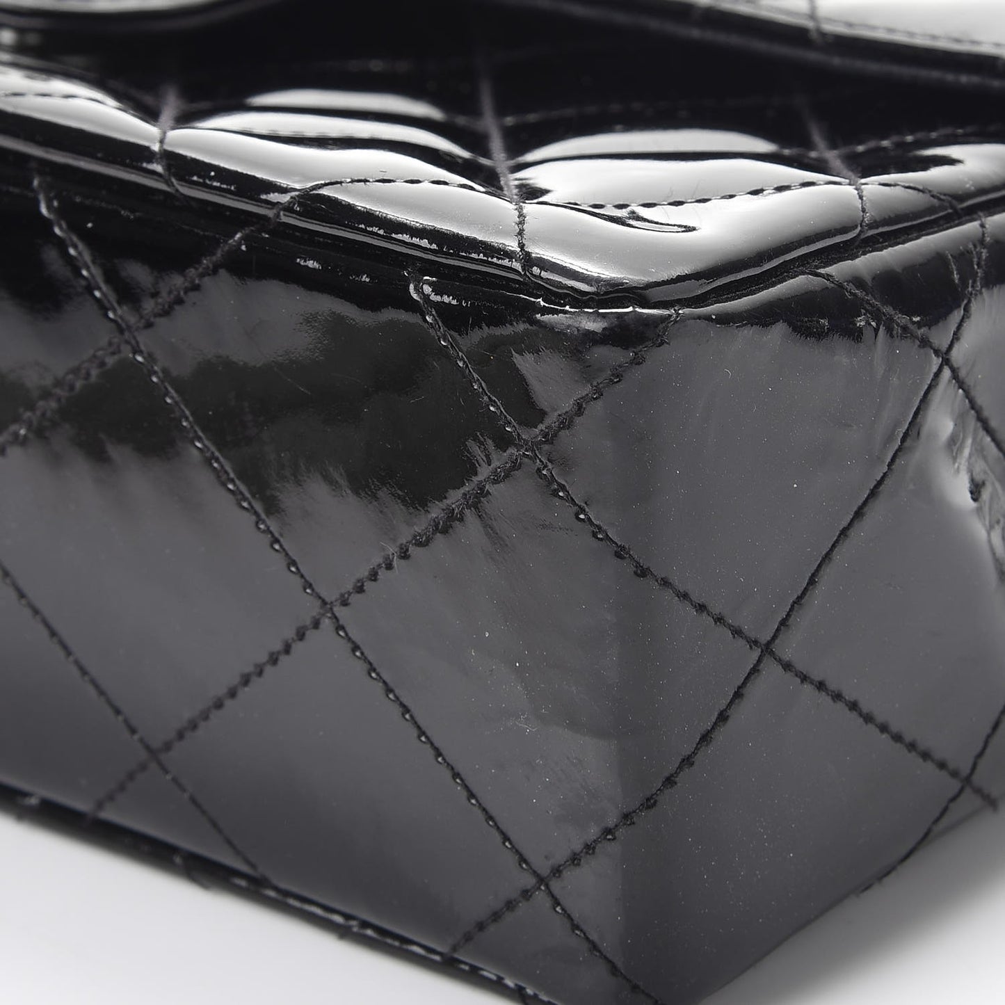 Patent Quilted Medium Single Flap Black