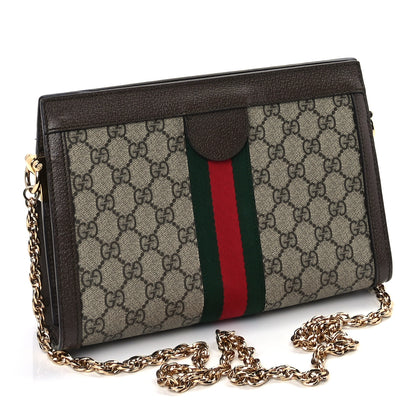 Gucci GG Supreme Monogram Web Small Ophidia Chain Shoulder Bag Brown 2 of 9