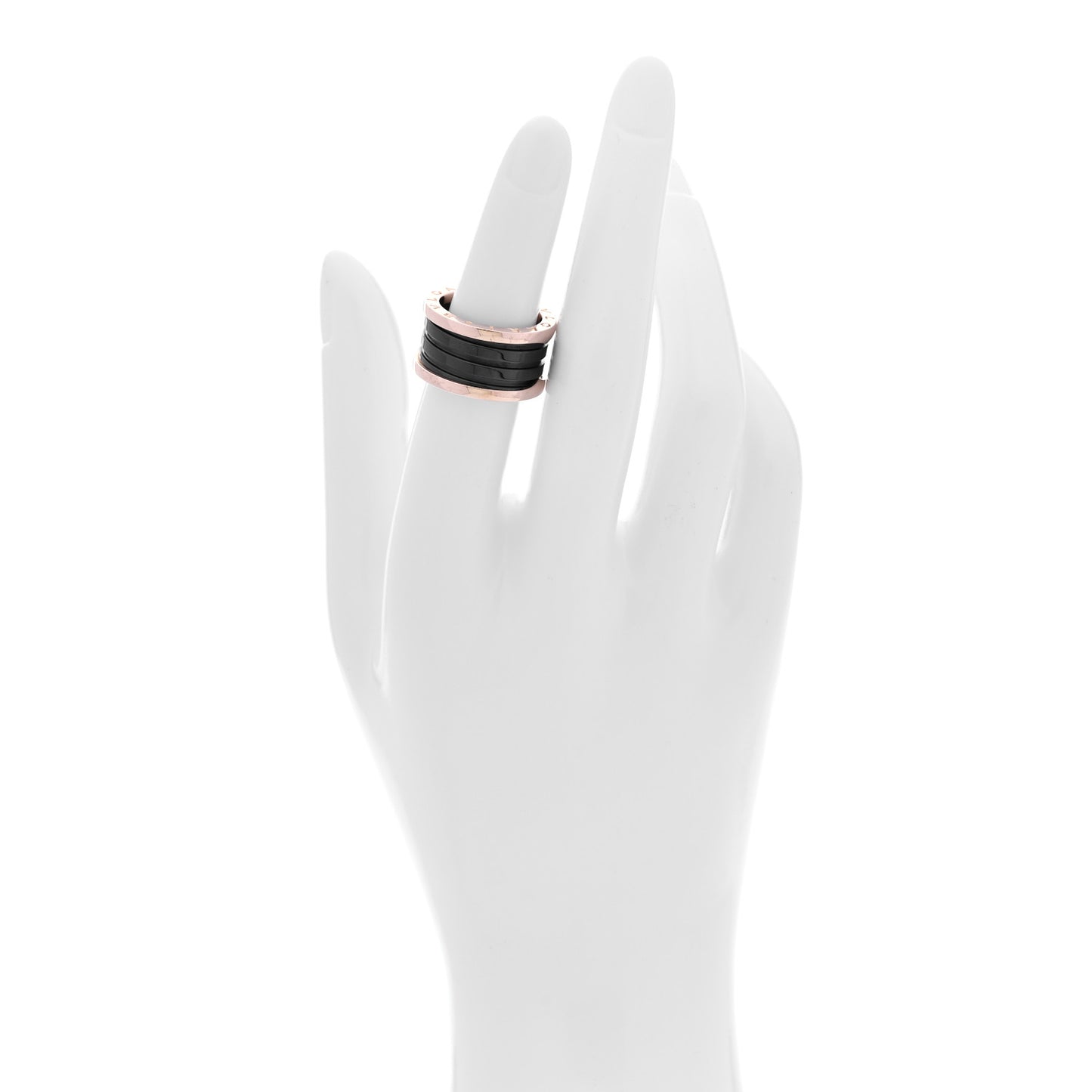 18K Rose Gold Black Ceramic B.Zero1 Four-Band Ring 52 6