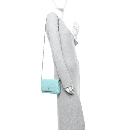 Chanel Caviar Quilted Wallet on Chain WOC Light Blue 2 of 11