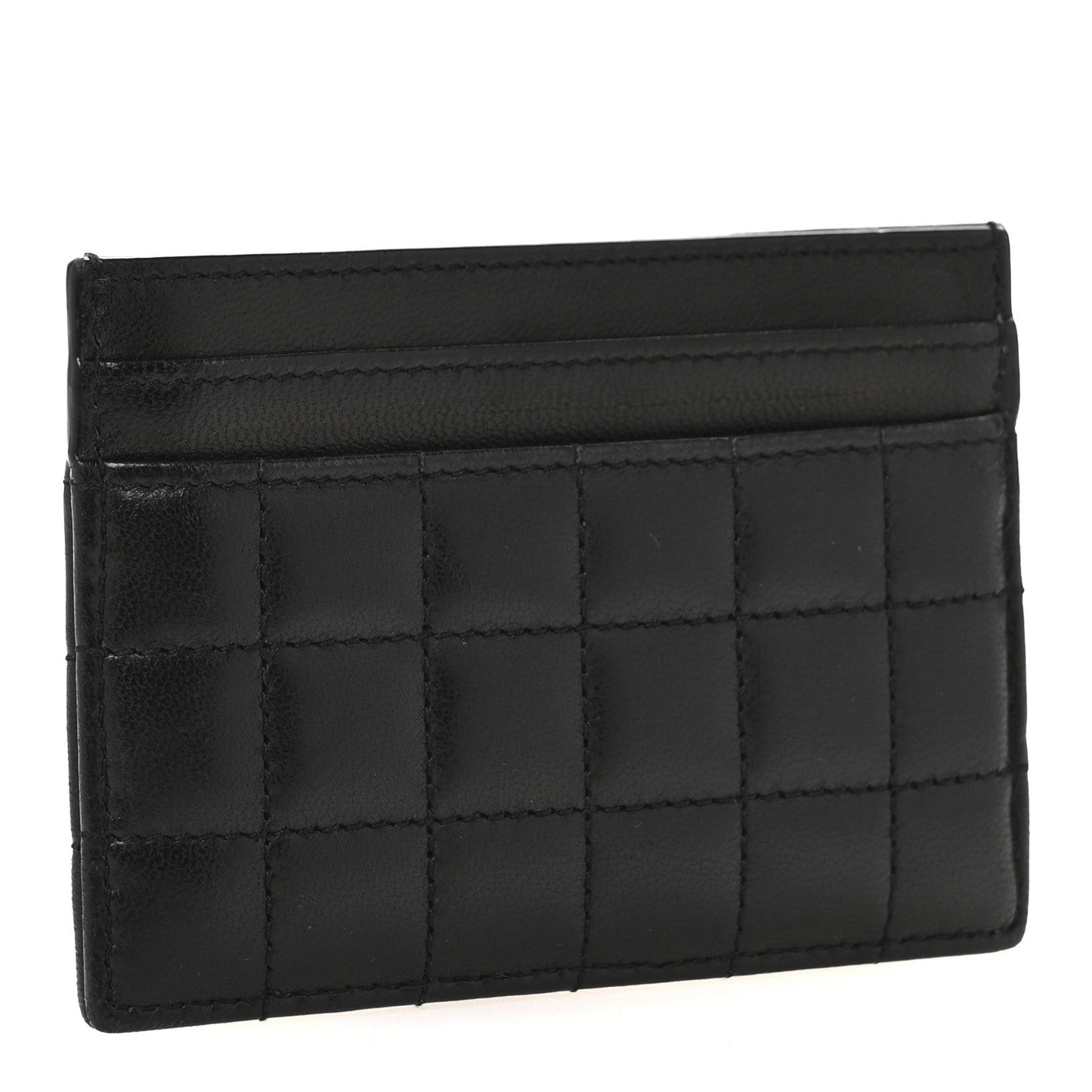 Lambskin Carre Quilted Cassandre Credit Card Case Black