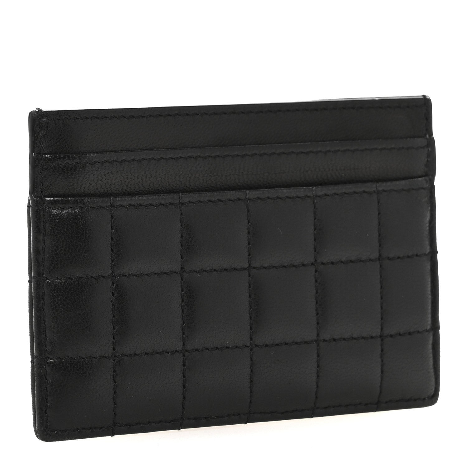 Saint Laurent Lambskin Carre Quilted Cassandre Credit Card Case Black 3 of 7