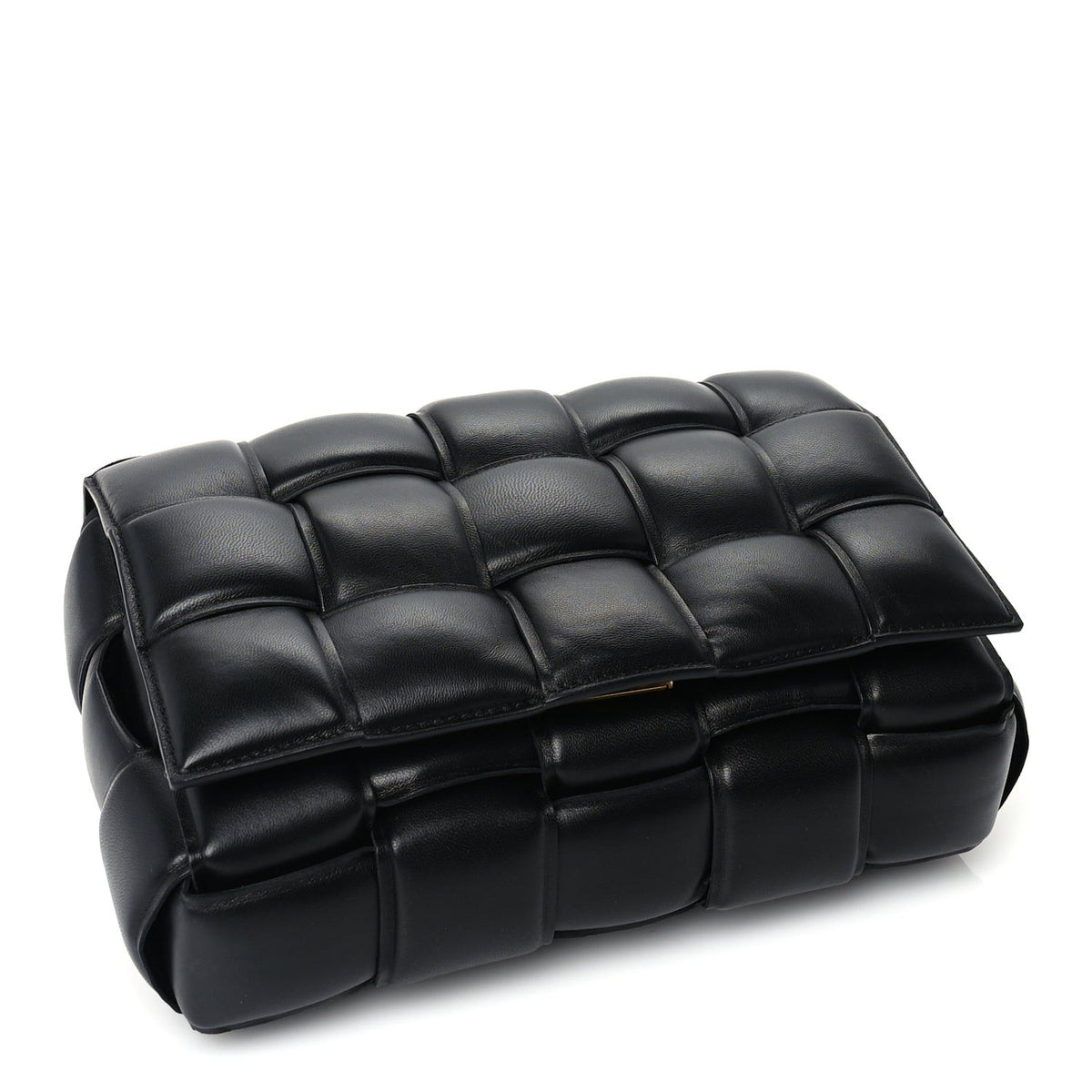 Lambskin Maxi Intreccio Padded Chain Cassette Crossbody Bag Black