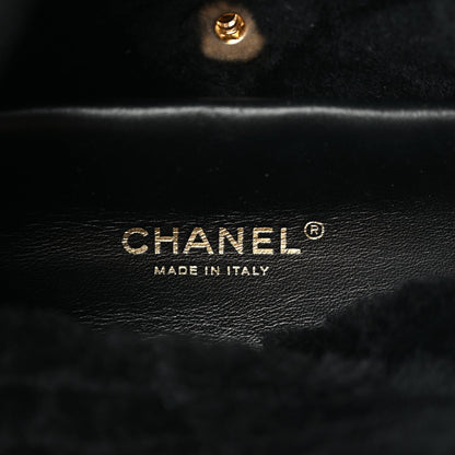Chanel Lambskin Shearling Quilted CC Backpack Black 5 of 9