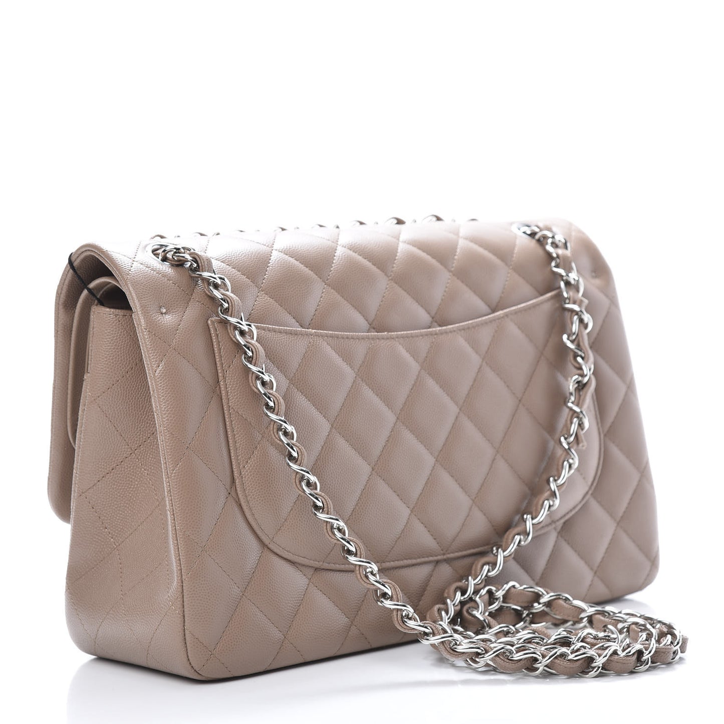 Caviar Quilted Jumbo Double Flap Dark Beige