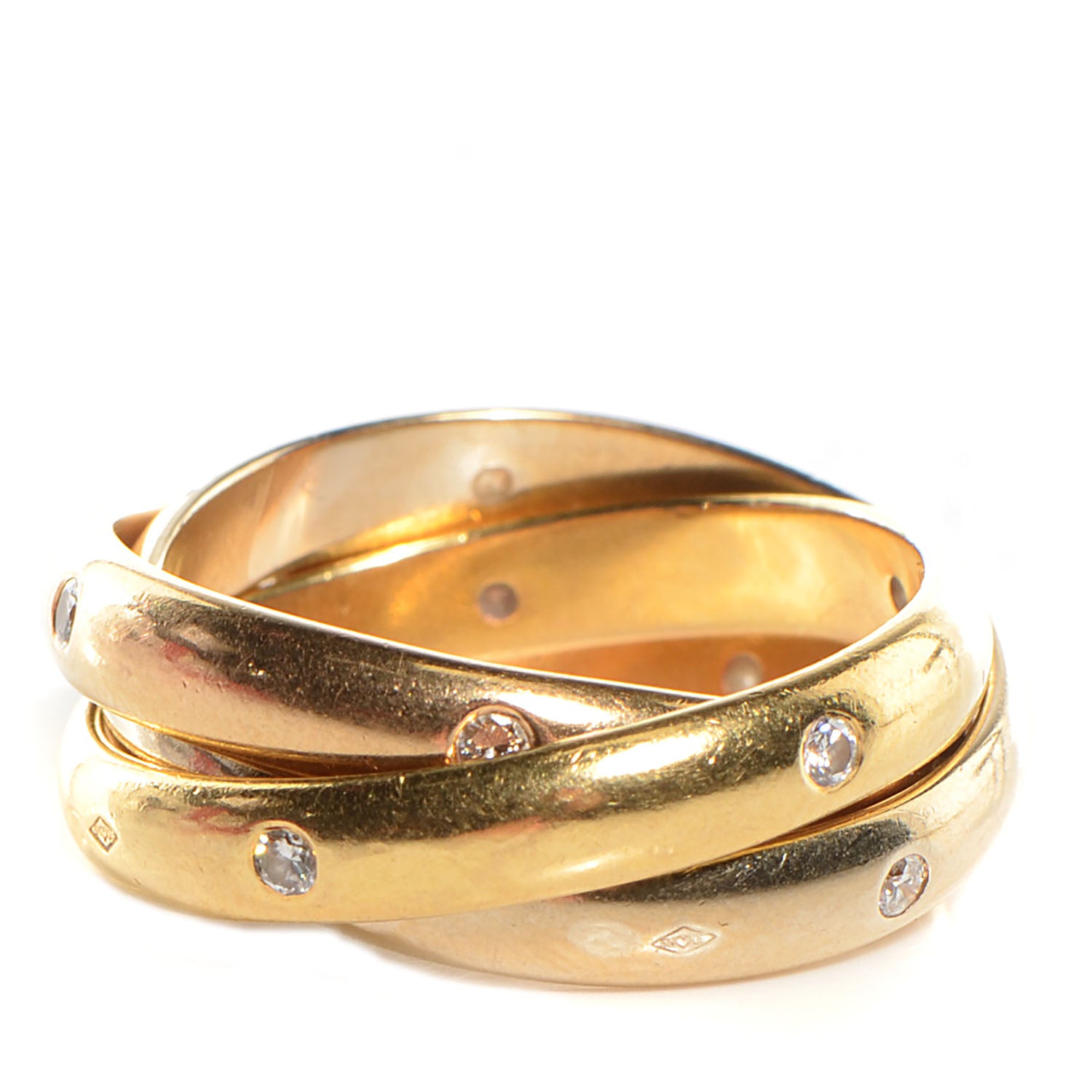 Cartier 18k Yellow Gold Diamond Trinity Rolling Ring 49 5 1 of 7