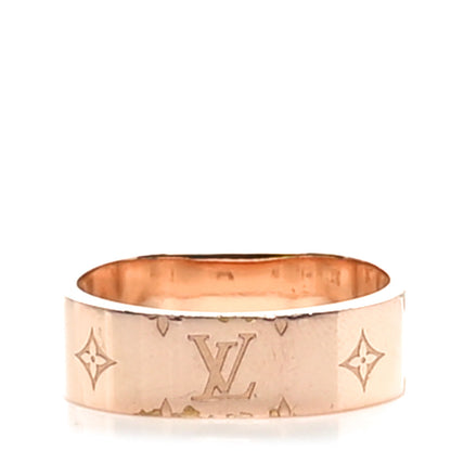 Louis Vuitton Brass Monogram Engraved Nanogram Ring M Pink Gold 3 of 6